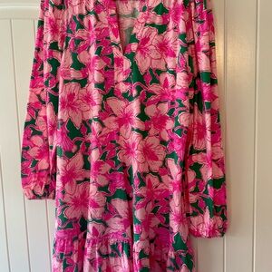 Lilly Pulitzer dress in Kelly green & pink design, size large